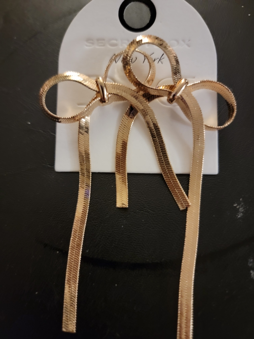 Gold Bow Drop Earrings by Curvy Sense